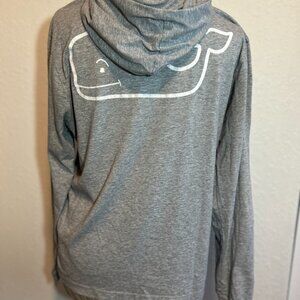 Vineyard Vines Hooded Shirt Gray Long Sleeve Graphic Pocket, Size S